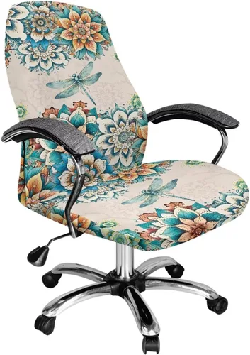 Vista 26 de 250 Years of Glory - Funda para silla de trabajo con diseño de águila calva, diseño de margarita y bandera estadounidense, funda giratoria acolchada