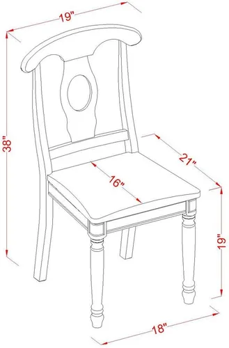 Vista 8 de East West Furniture AVNA5-SBR-C - Juego de mesa de comedor de 5 piezas para 4 personas, incluye una mesa de cocina ovalada con hojas de mariposa y 4