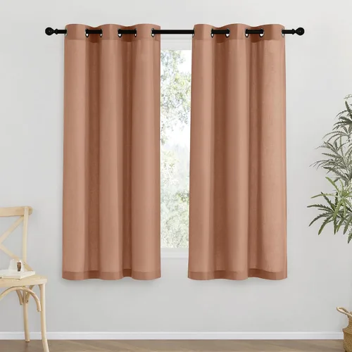 Vista 213 de NICETOWN - Cortinas de lino angora para ventana de cocina sobre el fregadero, con ojales, lino grueso angora, tratamientos cortos para ventanas