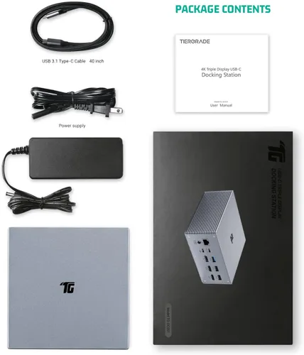 Vista 9 de Estación de acoplamiento USB-C con HDMI y DP 4K duales, 6 puertos USB, ranuras para tarjetas SD/TF, carga USB-C PD de 60 W, pantalla triple