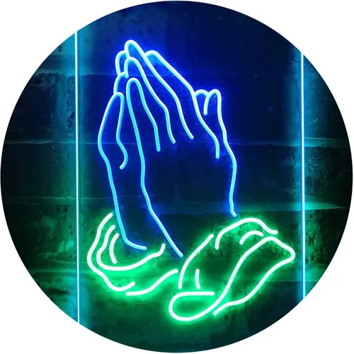Vista 19 de ADVPRO Praying Hands Home Display Dual Color LED Neon Sign Blue & Red 8.5" x 12" st6s23-i3264-br