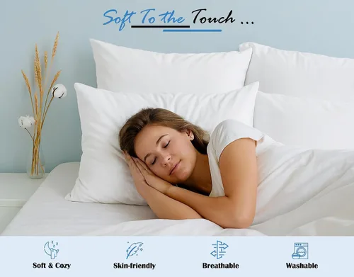 Vista 5 de Comfort Beddings Juego de 4 fundas de almohada Queen – 100% algodón orgánico, satén de 600 hilos, fundas de almohada suaves y cómodas con cierre