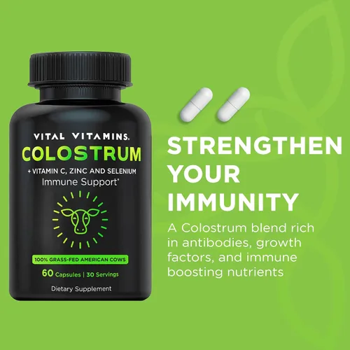 Vista 6 de Vital Vitamins Cápsulas potenciadoras de colágeno vegano + suplemento de cápsulas de calostro
