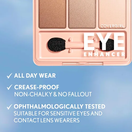 Vista 5 de COVERGIRL - Sombra de ojos Eye Enhancers 1-Kit, fórmula sedosa y transparente, aplicador de doble extremo, 100% libre de crueldad animal Azul