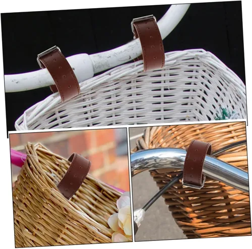 Vista 4 de BESPORTBLE 4 Pairs Bike Basket Straps Leather Leash Kid Bike Basket Kid Leash Bike Cargo Leather Straps Bike Front