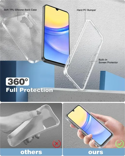 Vista 3 de FNTCASE Funda para Samsung Galaxy A15-5G: Funda para teléfono con protector de pantalla incorporado Funda protectora de silicona para teléfono