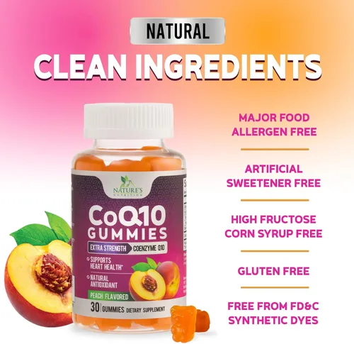 Vista 7 de CoQ10 - Gomitas Coenzima Q10 100 mg por porción, 3 veces de fuerza, alta absorción, suplementos antioxidantes para apoyo a la salud cardíaca