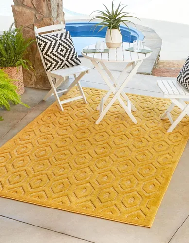 Vista 13 de Unique Loom Outdoor Trellis Textured Collection - Alfombra espacial (2 x 3 pies, rectangular, aguamarina y marfil)