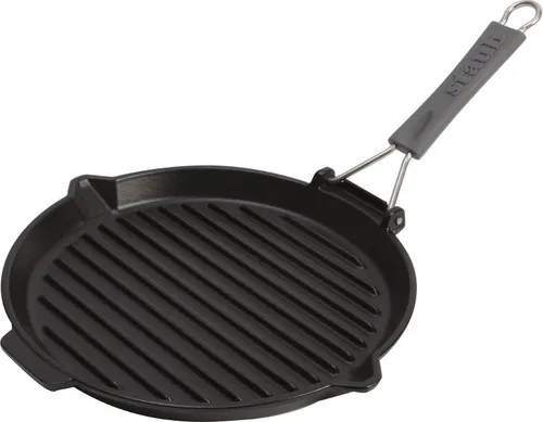 Vista 3 de Staub Parrilla plegable rectangular de hierro fundido de 13.4 x 8.3" - Negro mate, fabricada en Francia