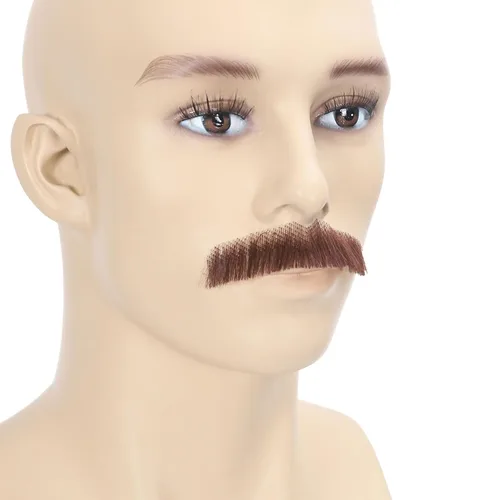 Vista 3 de Bigote falso para hombre, 100% fibra sintética, pelo anudado a mano, disfraz divertido, cosplay, lápiz, barba realista (marrón)