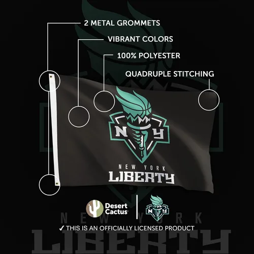 Vista 4 de Desert Cactus Bandera de la Libertad de Nueva York NY Team WNBA 100% poliéster para interiores y exteriores 3x5 pies Banderas (negro)