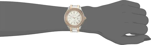 Vista 3 de Bulova Reloj de pulsera de cristal multifunción 98N100 para mujer, plateado, Vestido