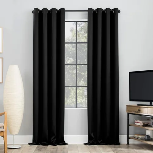 Vista 23 de Sun Zero Nordic - Juego de 2 paneles de cortinas 100 % opacas con ojales, calidad de teatro, reducción de ruido, 52 x 84 pulgadas, verde salvia