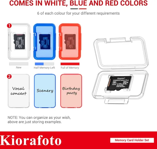 Vista 3 de Kiorafoto 18 PCS Estuche Porta Tarjetas de Memoria de Plástico Transparente Multicolor para 18 Tarjetas Micro SD SDXC SDHC TF, Estuche