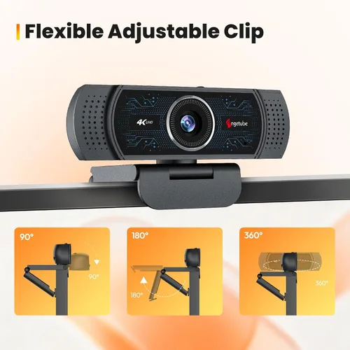 Vista 8 de Angetube Cámara web 4K para PC con micrófono, cámara web USB incorporada