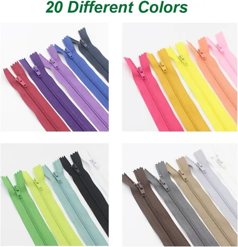 Vista 2 de YaHoGa 100 cremalleras de nailon de 7 pulgadas (7.1 in) para costura, cremalleras de nailon a medida, 20 colores (7 pulgadas, 100 unidades)