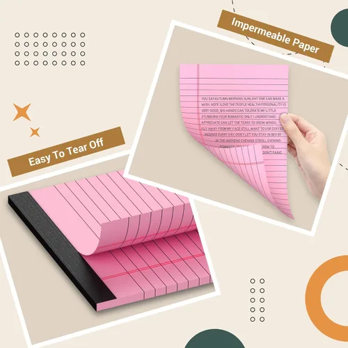 Vista 4 de 12 paquetes de blocs de notas de 5" x 8", blocs de notas de tamaño legal con renglones anchos, blocs de notas de escritura de color rosa y morado