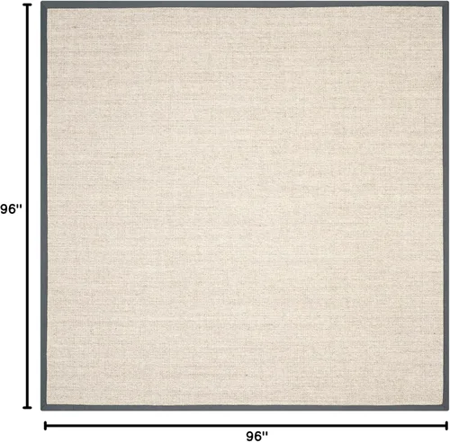 Vista 154 de Alfombra de sisal Safavieh, de color maíz y negro, tejida a mano, de la colección de fibras naturales; 5 x 8 pulgadas, NF441A, Tela, Gris / Gris
