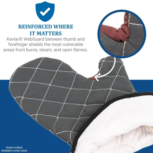 Vista 3 de San Jamar 800FG13-BK BestGuard - Guantes de horno comerciales con protección contra el calor hasta 450° F (par), 13 pulgadas de largo, color negro