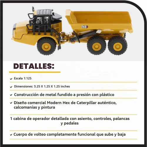 Vista 4 de Camión articulado Caterpillar 745 1:125 - Diecast Masters 85548 Elite Serie 1:125