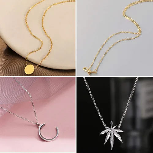 Vista 6 de Paquete de 50 cadenas de collar chapadas en plata a granel, paquete de cadenas de cable para fabricación de joyas