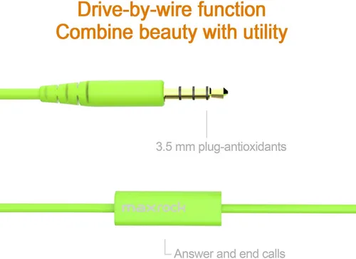 Vista 5 de MAXROCK MINi5 - Auriculares con micrófono con cable para teléfono móvil con conector de 0.138 in, color verde