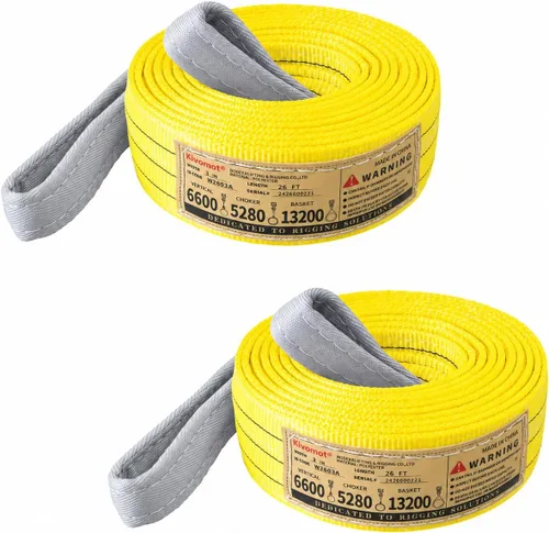 Vista 11 de Paquete de 2 eslingas de elevación industrial de 3"×6.5 pies, eslinga de poliéster resistente de 6600 libras, factor de seguridad 5:1, eslinga