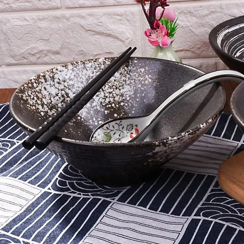 Vista 3 de Juego de 2 cuencos de cerámica para ramen, cuencos de sopa grandes de 32 onzas para Pho, Udon o fideos, cuencos de fideos esmaltados reactivos