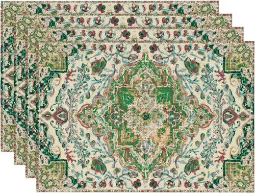 Vista 8 de Artoid Mode Juego de 4 manteles individuales estilo boho de plata, 30x46 cm rústicos de estilo granja para decoración mágica de mesa de otoño