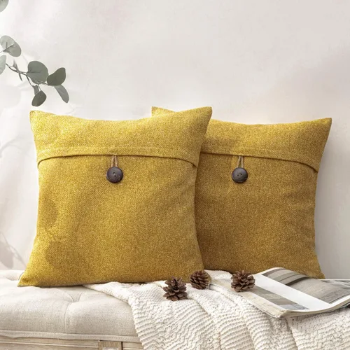 Vista 10 de Phantoscope - Juego de 2 fundas de almohada decorativas estilo campestre, de botón de coco premium y lino vintage, color blanco hueso, para sofá