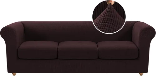 Vista 22 de Funda para silla Chesterfield de 2 piezas para sofá de 1 cojín, fundas para silla de brazo alto, 1 asiento, alta elasticidad, lavable, protector