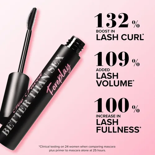Vista 3 de Too Faced Better Than Sex Foreplay Mascara Primer Waterproof Eyelash Primer for Volume and Length Nourishing Argan Oil + Grape Seed Oil Formula