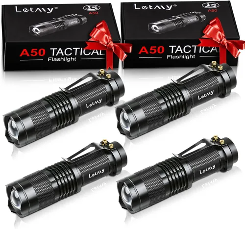 Vista 8 de LETMY Linterna táctica, linternas LED mini súper brillantes con clip para cinturón, con zoom, 3 modos, impermeable - Mejor linterna EDC para regalo
