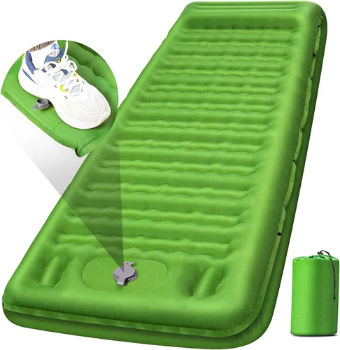 Vista 11 de FNARMW Colchoneta de dormir para camping, extra gruesa de 5 pulgadas, con almohada, bomba de pie integrada, almohadillas inflables compactas