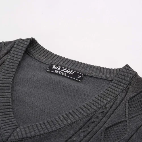 Vista 5 de PJ PAUL JONES Chaleco de punto trenzado con cuello en V para hombre