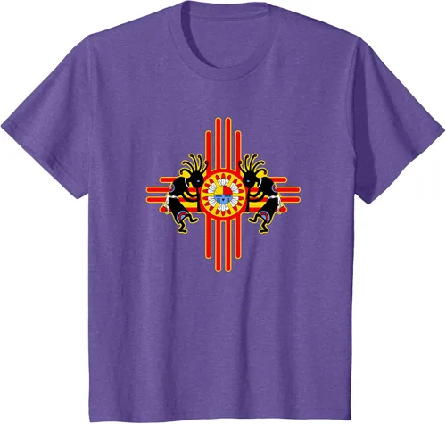 Vista 37 de Native American Kokopelli Kachina Zia Symbol 2 - Camiseta divertida para fanáticos, Negro