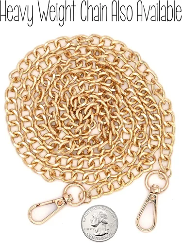 Vista 7 de 50 Inch Gold Handbag Chain - Warm Gold - Light Weight Crossbody Strap - Chain For Bride Clutch or Designer Evening Bag - Handmade