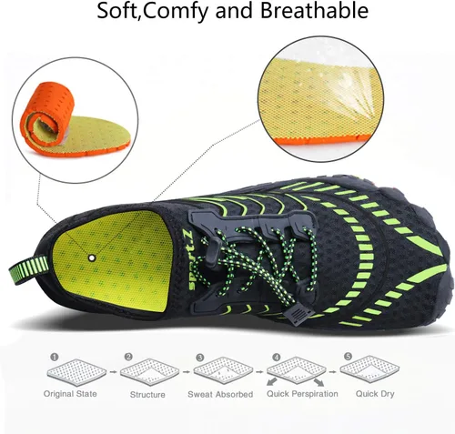 Vista 4 de MAYZERO Zapatos de agua para hombres y mujeres, zapatos de surf, playa, piscina, zapatos de punta ancha, senderismo, zapatos de agua, zapatillas