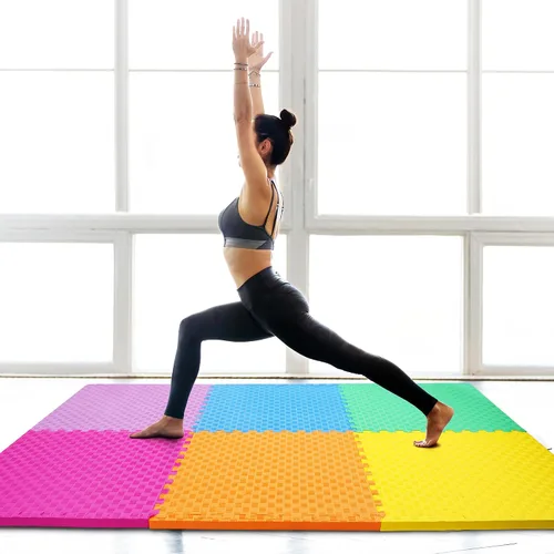 Vista 5 de BalanceFrom Azulejo de Espuma EVA Entrelazada para Ejercicio de 24 x 24 pulgadas – Piso de Rompecabezas Antideslizante para Gimnasio en Casa