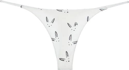 Vista 47 de Tanga de encaje sin costuras para mujer, ropa interior de cintura alta con tiras en G Serie 010-leopardo
