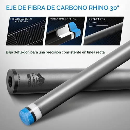 Vista 2 de RHINO Nebula 2 Low Deflection Carbon Pool Cue - Sport Wrap Gris-Carbón
