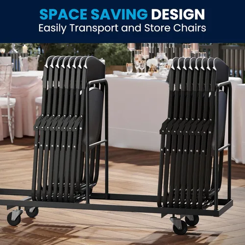 Vista 4 de Flash Furniture HERCULES Series - Silla plegable de plástico negro resistente con soportes integrados