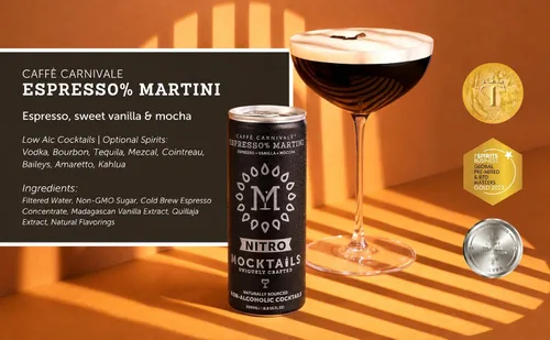 Vista 3 de NITRO Mocktails Espress0% Martini (paquete de 12) galardonado Espresso Martini cargado de nitrógeno Craftmix sin alcohol elaborado con el mejor