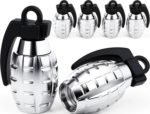 Vista 22 de 4 tapas de válvula de neumático, cubiertas universales de válvula de neumático de aleación de aluminio para automóviles, camiones, SUV, Negro