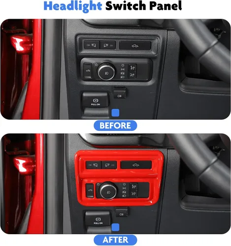 Vista 7 de Jimen Para 2021+ F150 Panel de control del panel de control del marco de la cubierta compatible con Ford F150 2021-2023 (rojo)