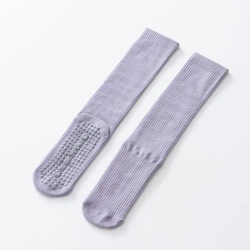 Vista 5 de Calcetines de yoga y pilates con empuñaduras para mujer, antideslizantes, de colores, acolchados, hasta la rodilla, calcetines para bailar ballet