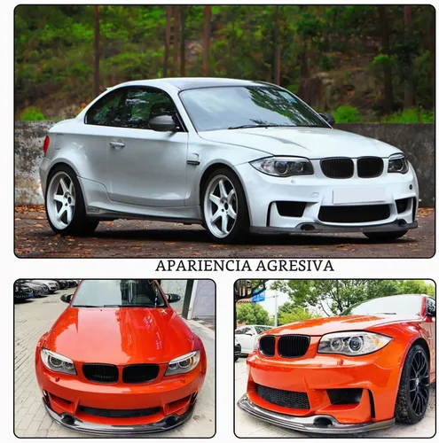 Vista 3 de Borde de parachoques delantero de fibra de carbono compatible con BMW Serie 1 E82 1M Coupé 2011-2018 protector divisor de alerón de barbilla