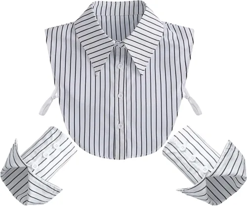 Vista 9 de YEKEYI Cuello Falso de Camisa Cuello Falso Desmontable Puños de Muñeca Puños de Manga Falsa Cuello de Media Camisa