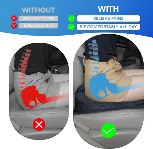 Vista 3 de Lofty Aim Cojín de asiento de coche, cómodos cojines de espuma viscoelástica para conducir (negro)