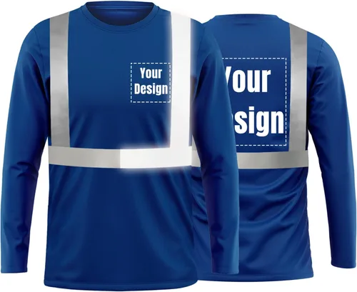 Vista 19 de La alta visibilidad reflexiva de las camisetas de la seguridad del logotipo de encargo Hola Vis de Verde neón